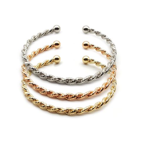Cool Style Solid Color Twist Metal Wholesale Bangle