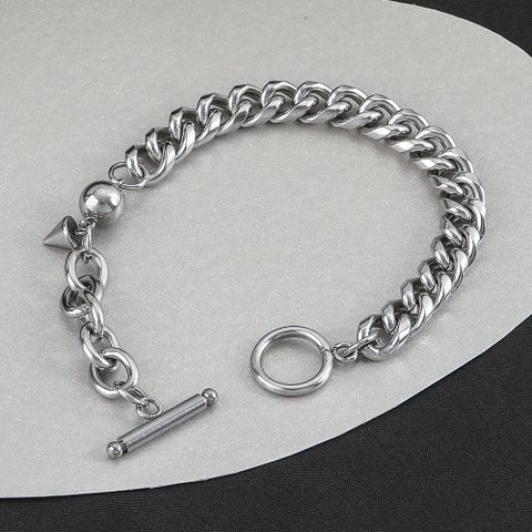 Hip-Hop Simple Style Ball Solid Color 304 Stainless Steel Bracelets In Bulk