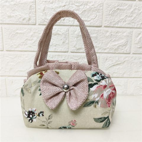 Women's Small All Seasons Canvas Flower Fashion Dumpling Shape Zipper Handbag