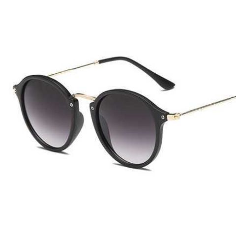 Basic Solid Color Ac Round Frame Full Frame Women's Sunglasses