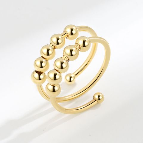 Wholesale IG Style Simple Style Geometric Copper Beaded Plating Open Rings Anxiety Ring