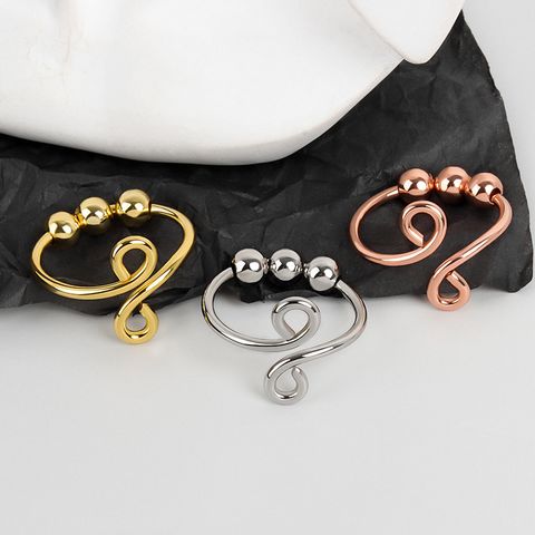 Wholesale Simple Style Geometric Copper Beaded Open Rings Anxiety Ring