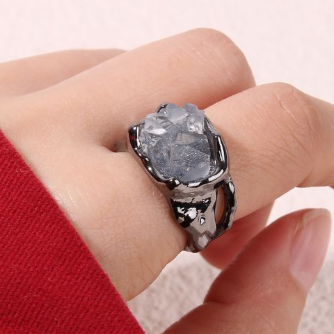 Wholesale Jewelry IG Style Gothic Cool Style Irregular Alloy Resin Shiny Metallic Plating Inlay Rings