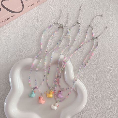 Cute Duck Beaded Women's Pendant Necklace 1 Piece