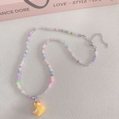 Cute Duck Beaded Women's Pendant Necklace 1 Piece