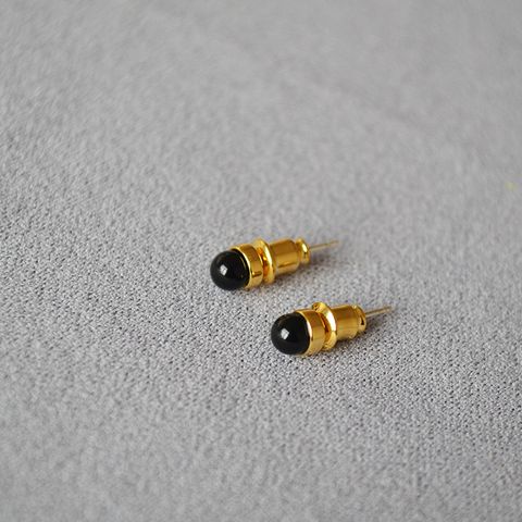 Casual Simple Style Geometric Stone Brass Plating Women's Ear Studs 1 Pair