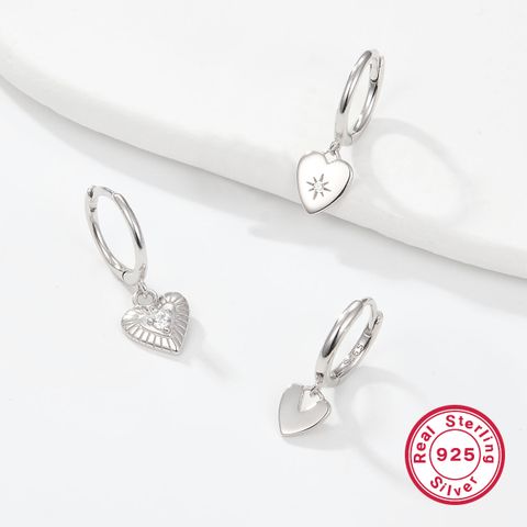1 Set Casual Hawaiian Tropical Heart Shape Inlay Sterling Silver Zircon White Gold Plated Gold Plated Drop Earrings