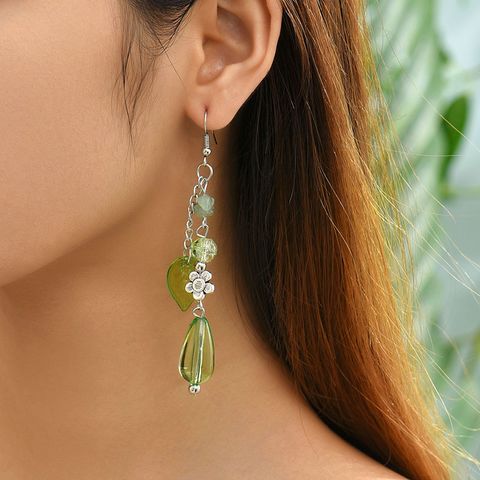 1 Pair IG Style Casual Simple Style Leaves Flower Alloy Drop Earrings