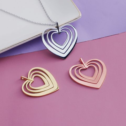 1 Piece 34 * Mm Stainless Steel Heart Shape Polished Pendant
