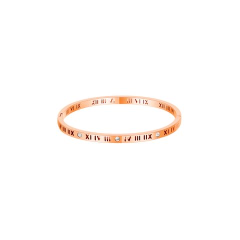 Stainless Steel Simple Style Roman Numeral Plating Inlay Zircon Bangle
