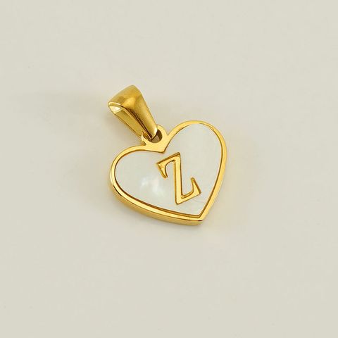 1 Piece 13*16mm Stainless Steel Shell Letter Heart Shape Polished Pendant