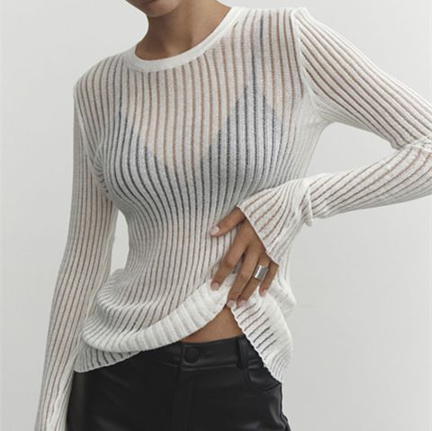 Women's Knitwear Long Sleeve Sweaters & Cardigans Ripped Streetwear Solid Color