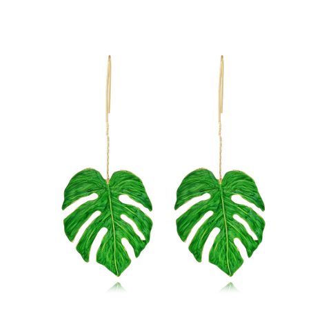 Sweet Leaf Zinc Alloy Enamel Women's Drop Earrings 1 Pair