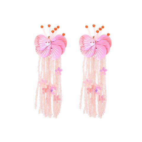 IG Style Sweet Flower Sequin Seed Bead Beaded Tassel Women's Drop Earrings 1 Pair