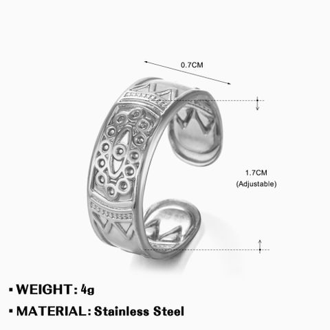 IG Style Simple Style Leaves Solid Color Flower Stainless Steel Hollow Out Open Rings 1 Piece