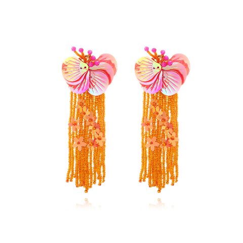 IG Style Sweet Flower Sequin Seed Bead Beaded Tassel Women's Drop Earrings 1 Pair