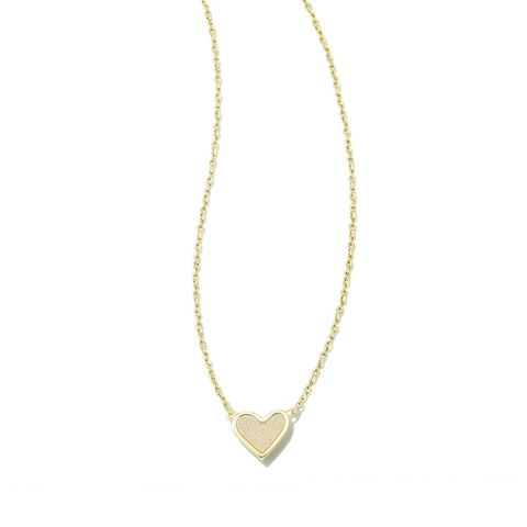 Copper 14K Gold Plated Sweet Heart Shape Inlay Natural Stone Necklace