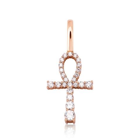 Simple Style Cross Sterling Silver Inlay Zircon Pendant Necklace 1 Piece
