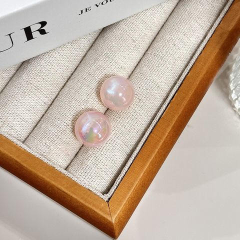 Elegant French Style Geometric Imitation Pearl Plating Women's Ear Studs 1 Pair