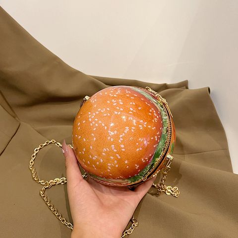 Women's PVC Hamburger Cute Clipped Button Circle Bag
