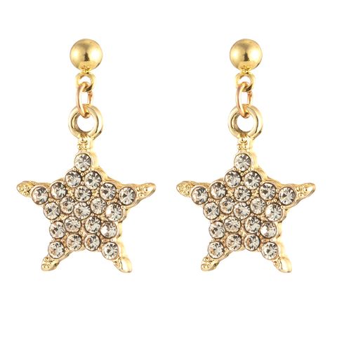 1 Pair Casual Cute Star Moon Alloy Rhinestones Gold Plated Silver Plated Drop Earrings