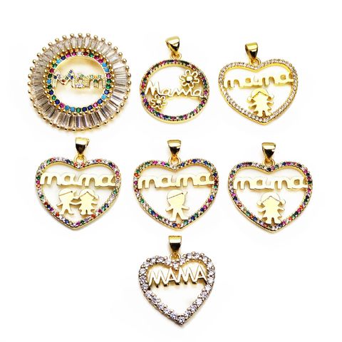 Heart Pendant Micro Inlaid Zircon Pendant Mama Mom Boy Girl Pendant Necklace Pendant Diy Ornament Accessories