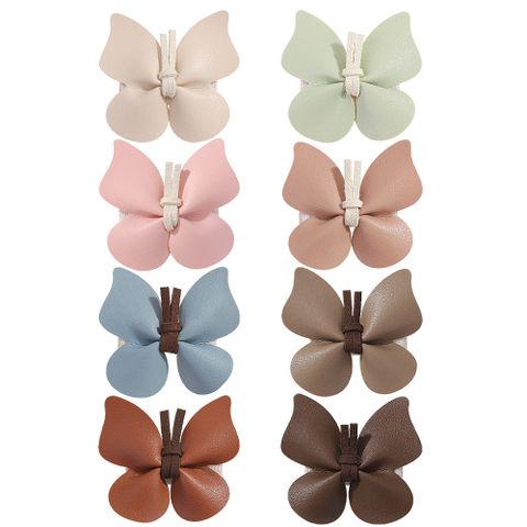 Cute Simple Style Butterfly Pu Leather Hair Clip 1 Pair