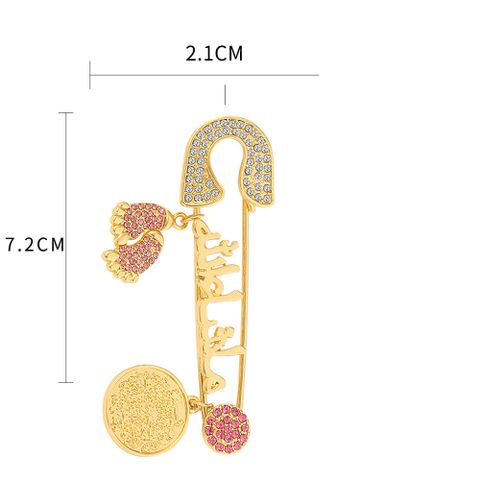 Elegant British Style Pin Footprint Copper Inlay Zircon Unisex Brooches 1 Piece