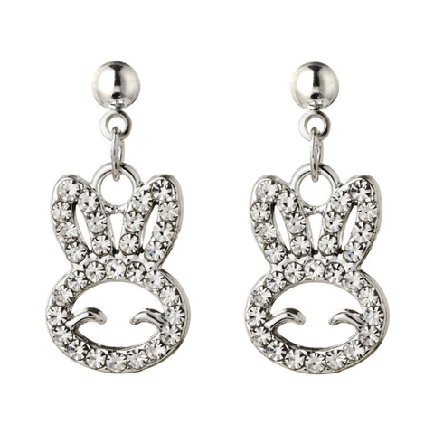 1 Pair Sweet Simple Style Rabbit Animal Plating Metal Alloy Rhinestones Gold Plated Silver Plated Drop Earrings