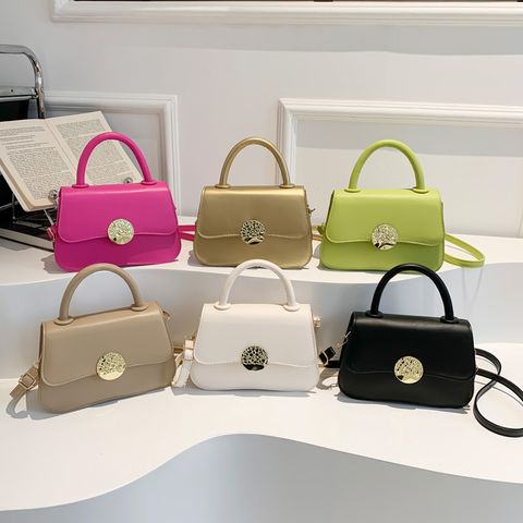 Women's Pu Leather Solid Color Basic Flip Cover Handbag