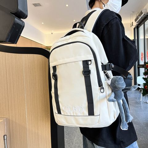 Large Solid Color Casual School Daily School Backpack