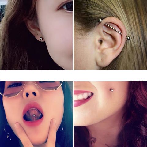 1 Piece Ear Cartilage Rings & Studs Simple Style Solid Color F136 G23 Pure Titanium Tongue Rings