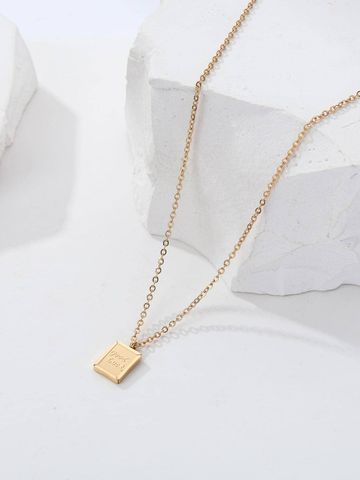 Copper 18K Gold Plated IG Style Simple Style Letter Square Eye Enamel Inlay Zircon Pendant Necklace