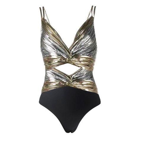 Women's Glam Luxurious Vacation Sparkly Ruched One Piece Swimwear