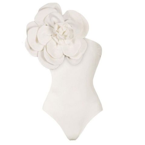 Women's Glam Retro French Style Digital Printing Flower Asymmetrical Flowers One Piece Swimwear
