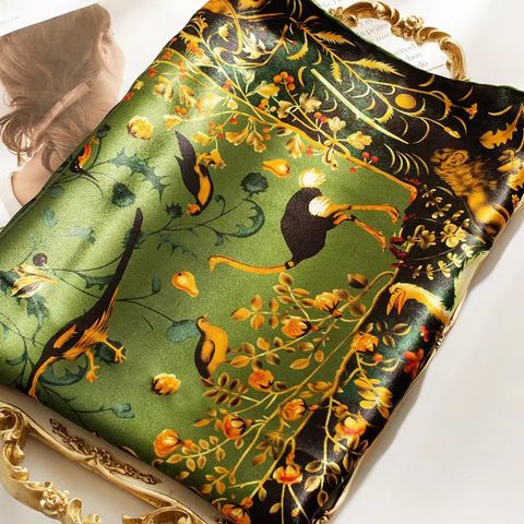 Women's Vintage Style Letter Color Block Polyester Silk Scarves