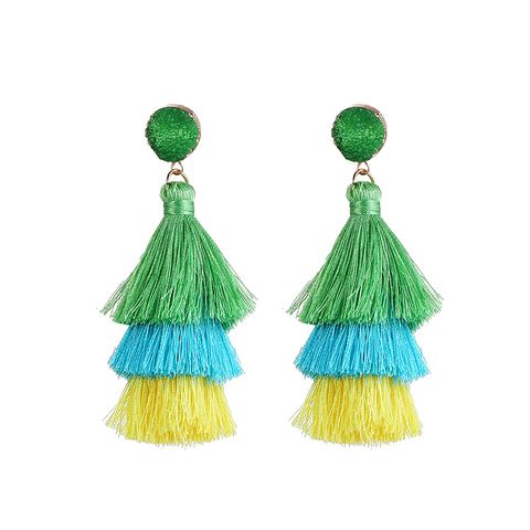 1 Pair Fashion Solid Color Alloy Cloth Tassel Women's Drop Earrings
