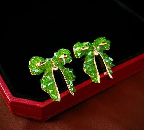 1 Pair Sweet Bow Knot Artificial Crystal Alloy Ear Studs