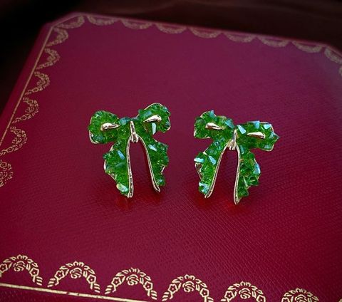 1 Pair Sweet Bow Knot Artificial Crystal Alloy Ear Studs