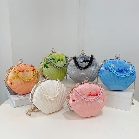 Women's Small Arylic Waves Cute Lock Clasp Dome Bag