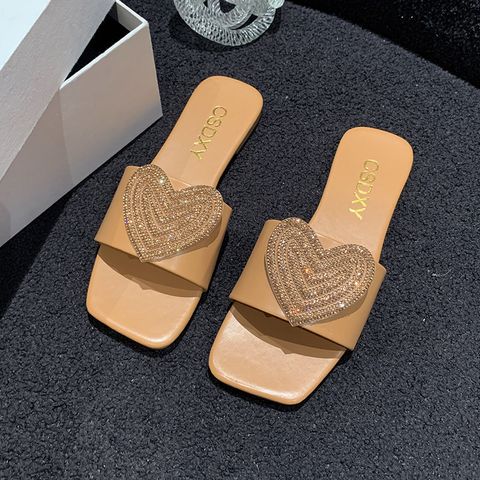 Women's Elegant Heart Shape Open Toe Slides Slippers