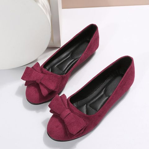 Women's Casual Solid Color Bowknot Round Toe Flats