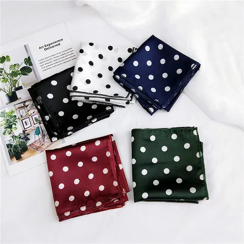 Women's Simple Style Stripe Polka Dots Chains Print Satin Silk Scarf