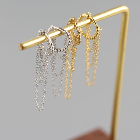 1 Pair Simple Style Chain Sterling Silver Earrings