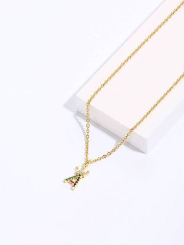 Cobre Chapados en oro de 18k Estilo Simple Letra Corona Cascarón Embutido Perlas Artificiales Circón Collar Colgante