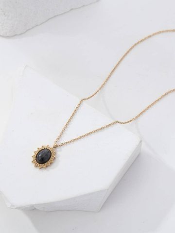 Copper 18K Gold Plated Simple Style Irregular Sun Inlay Natural Stone Pendant Necklace