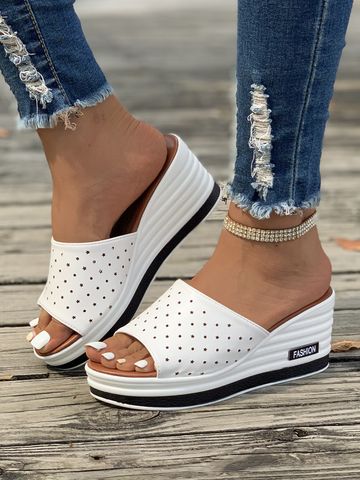 Women's Casual Color Block Round Toe Open Toe Wedge Sandals