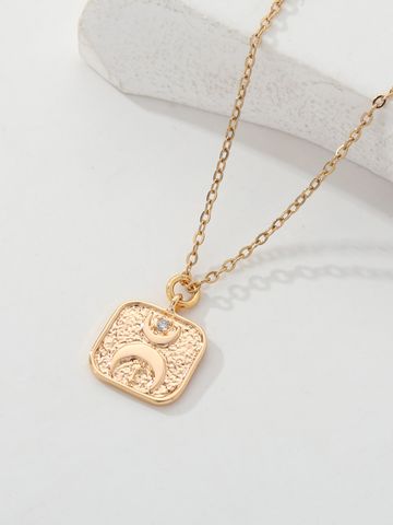 Copper 18K Gold Plated IG Style Moon Cat Zircon Pendant Necklace