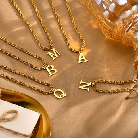Rostfreier Stahl Vergoldet Einfacher Stil Brief Halskette Mit Anhänger