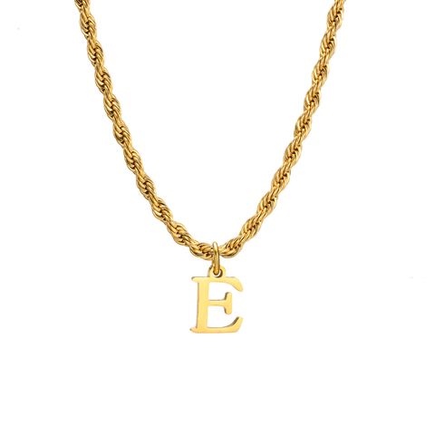 Stainless Steel Gold Plated Simple Style Letter Pendant Necklace